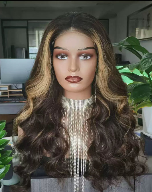 Perruque Body Wave Balayage Blond – 100% Cheveux Humains 12A – Lace Front Wig