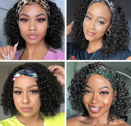 Perruque Headband Curly – 100% Cheveux Naturels Remy – Sans Colle