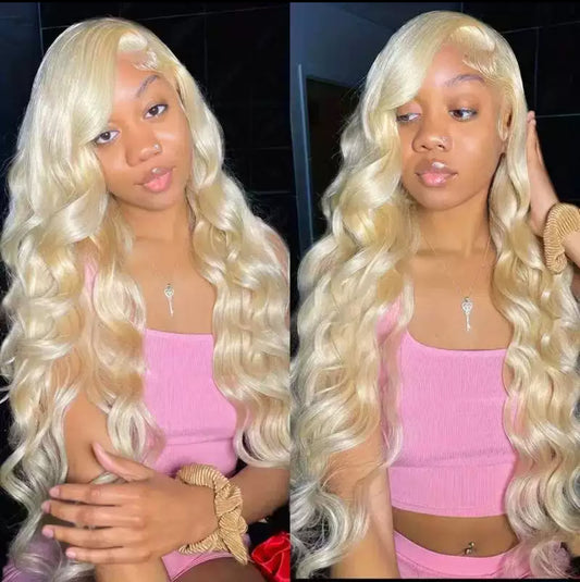 Perruque Lace Front 13x4 – Blond 613 Body Wave | 100% Cheveux Humains 12A