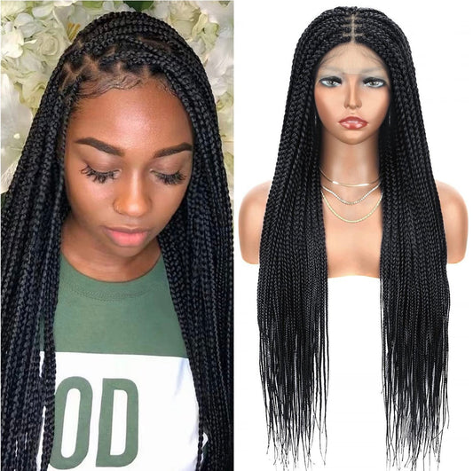 Perruque Full Lace Knotless Box Braids – Tresses naturelles sans nœud