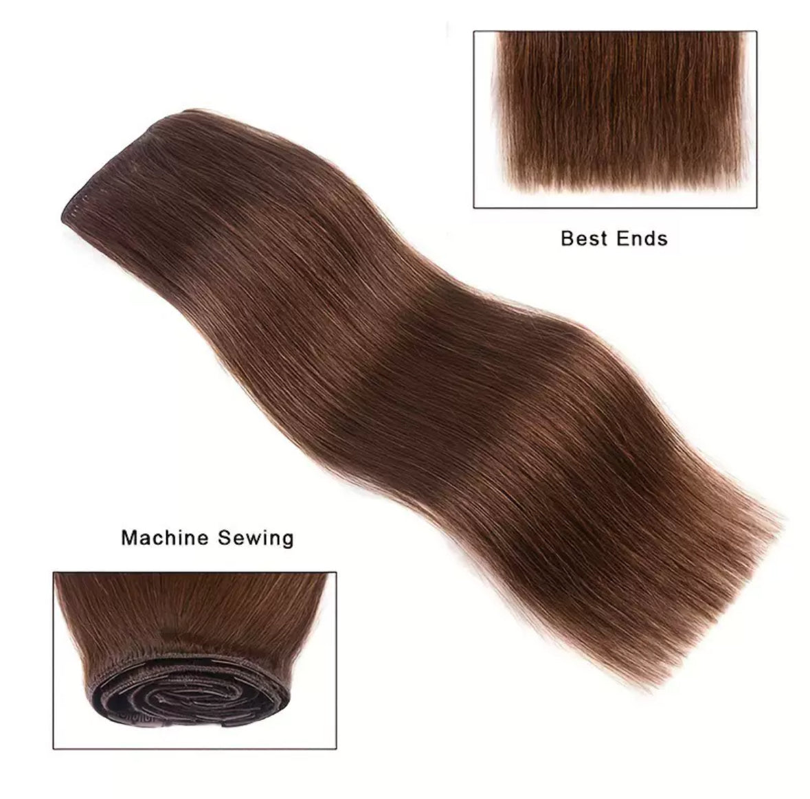 Extensions à Clips Cheveux Lisses Couleur #4 – 100% Cheveux Humains Naturels