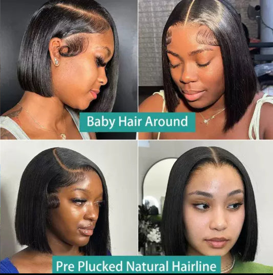 Perruque Bob Lisse 13x4 en Cheveux Humains – Lace Front Naturelle & Baby Hair