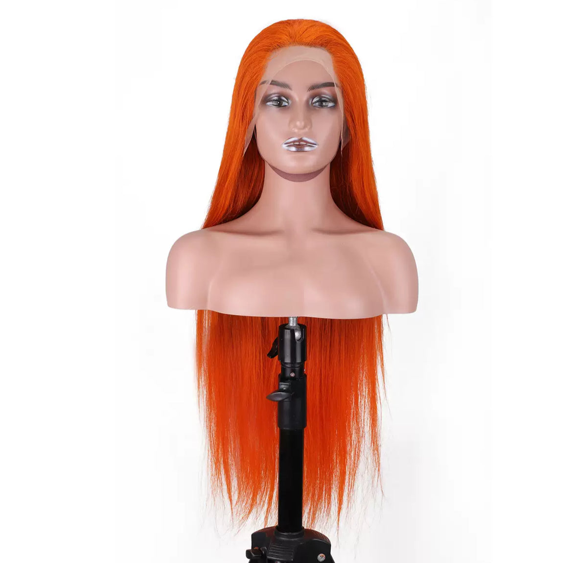 Perruque Lace Front – Orange Intense – Cheveux 100% Humains