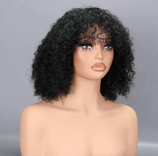 Rose Curly Bob – Human Hair Wig with Bangs