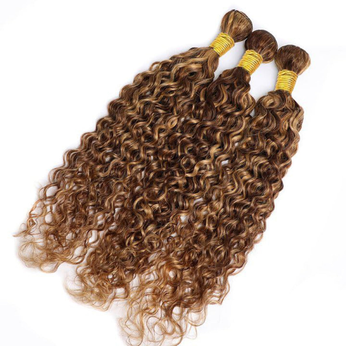 Extensions Water Wave Bouclées – Couleur P4/27 Miel & Blond – 100% Cheveux Humains