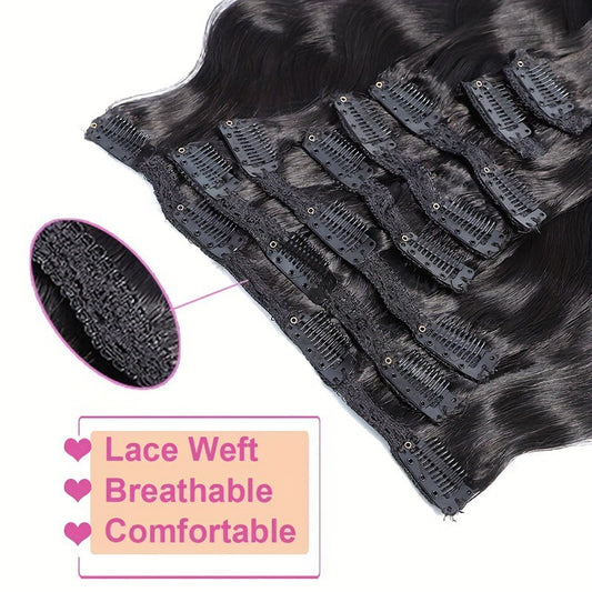 ShaiHair™ – Body Wave Clip-in Extensions 100% Cheveux Naturels – 8 Pièces