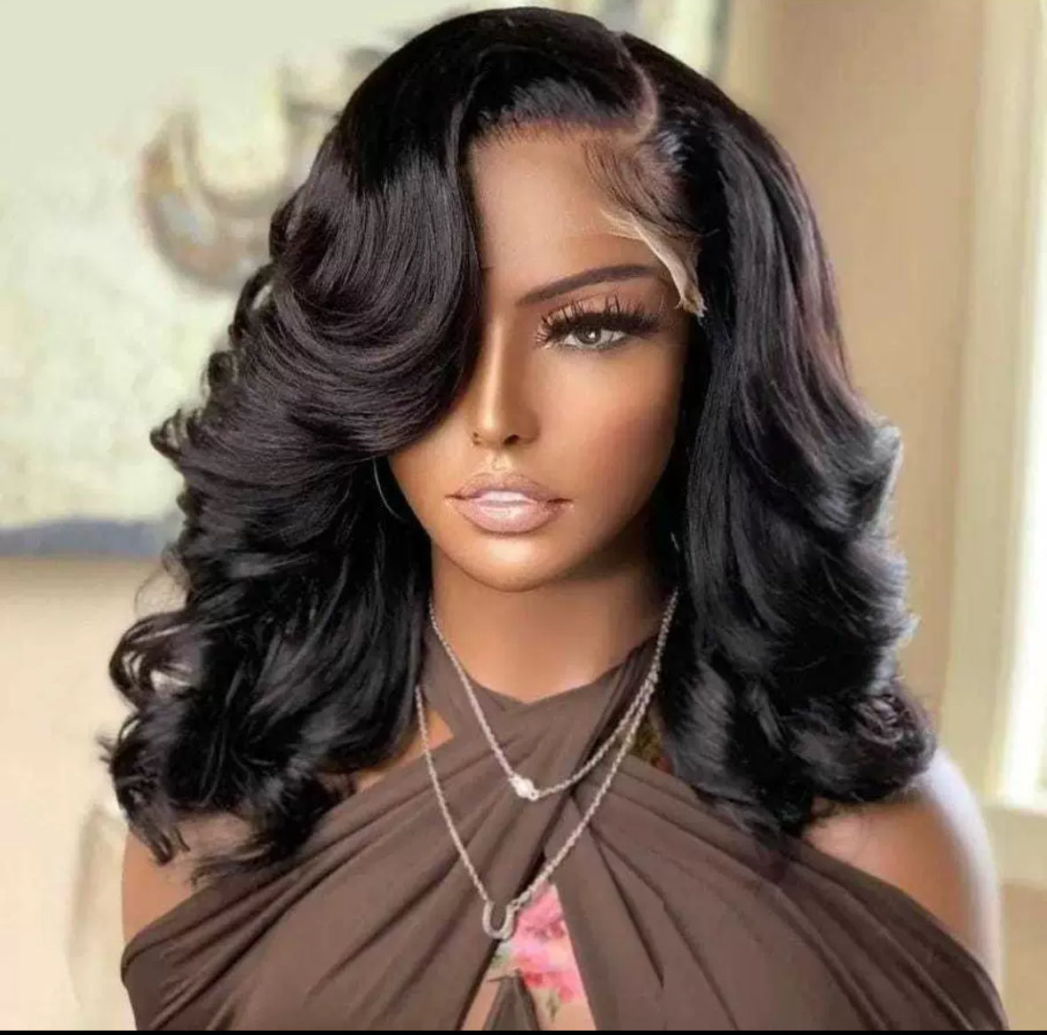Perruque Bouclée 200% Densité – Lace Front Invisible 16” – Cheveux Humains Premium