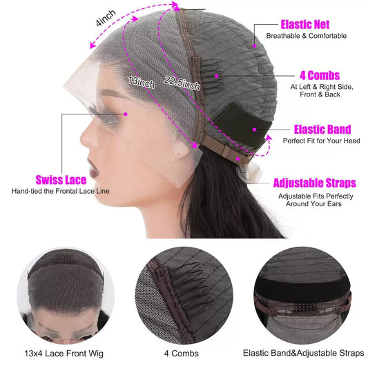 Perruque Body Wave 13x4 Lace Front – 100% Cheveux Naturels