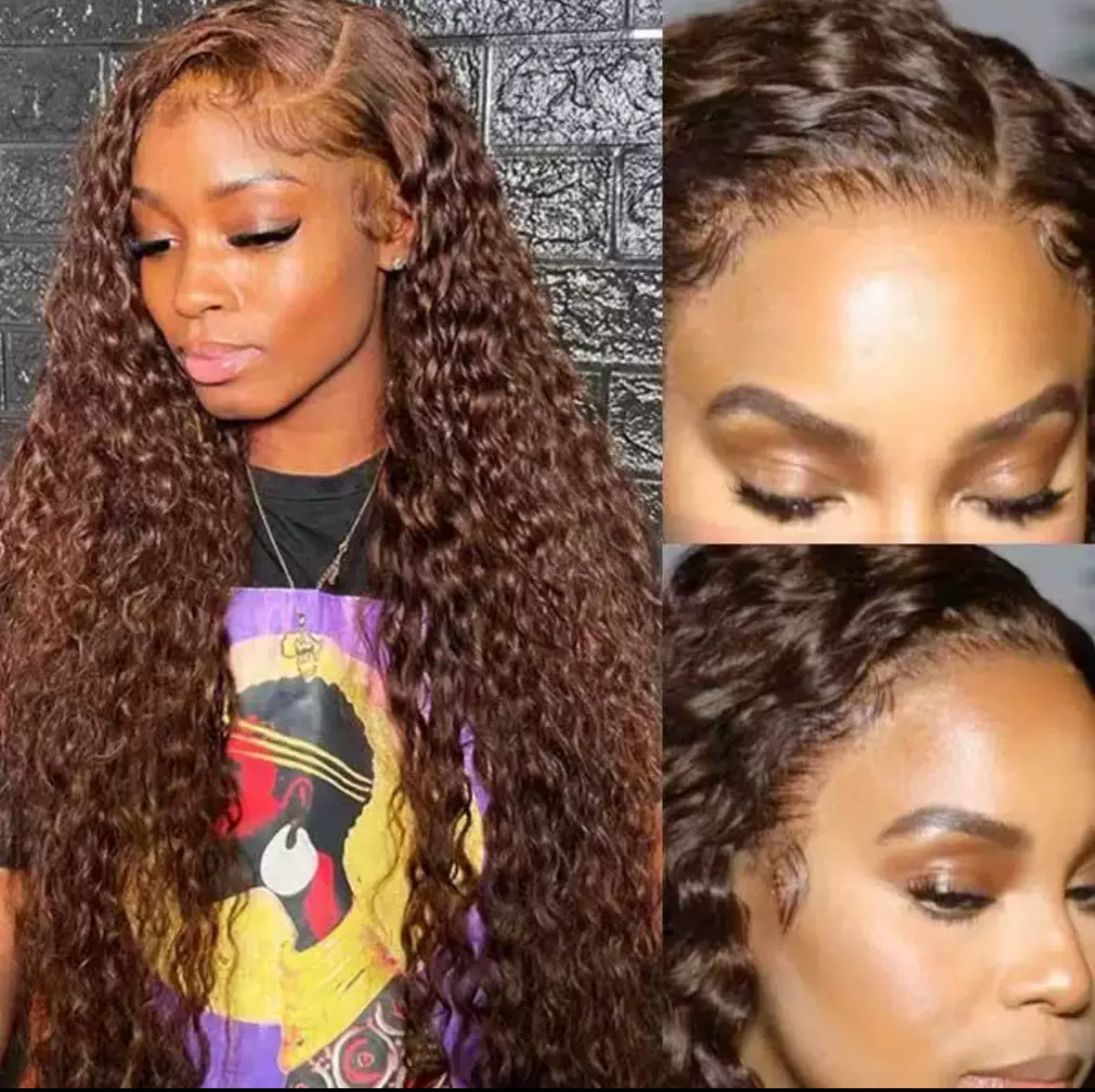 Perruque Lace Front 13x4 – Marron Chocolat Ondulé | 100% Cheveux Humains