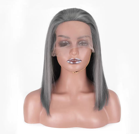 Perruque Bob Grise 13x4 – Lace Front 100% Cheveux Humains