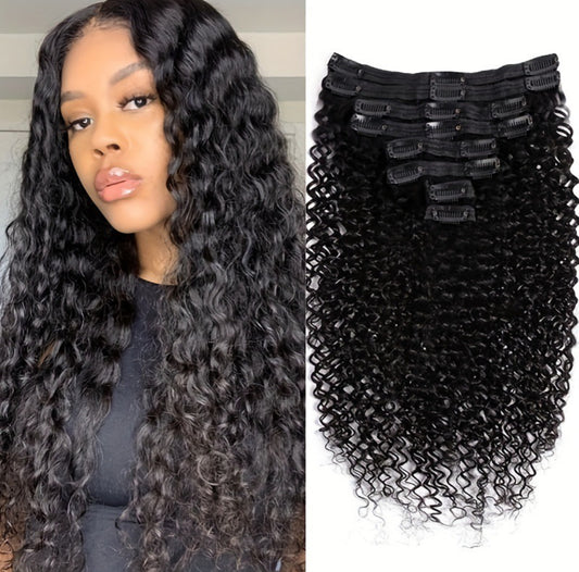 Extensions à Clips Water Wave – 8 Pièces  – 100% Cheveux Humains Naturels