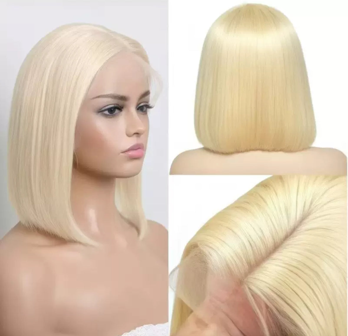 Perruque Bob 613 – Lace Front 13x4 – Carré Platine Raide | 100 % Cheveux Humains ShaiHair