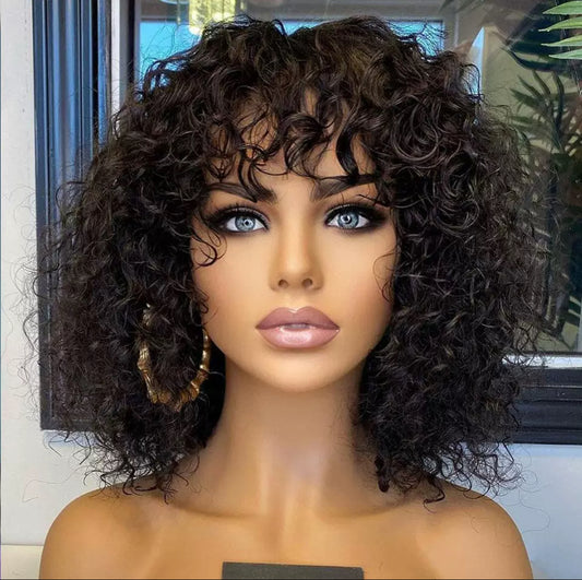 Perruque Bouclée Courte – Water Wave avec Frange -Shaihair