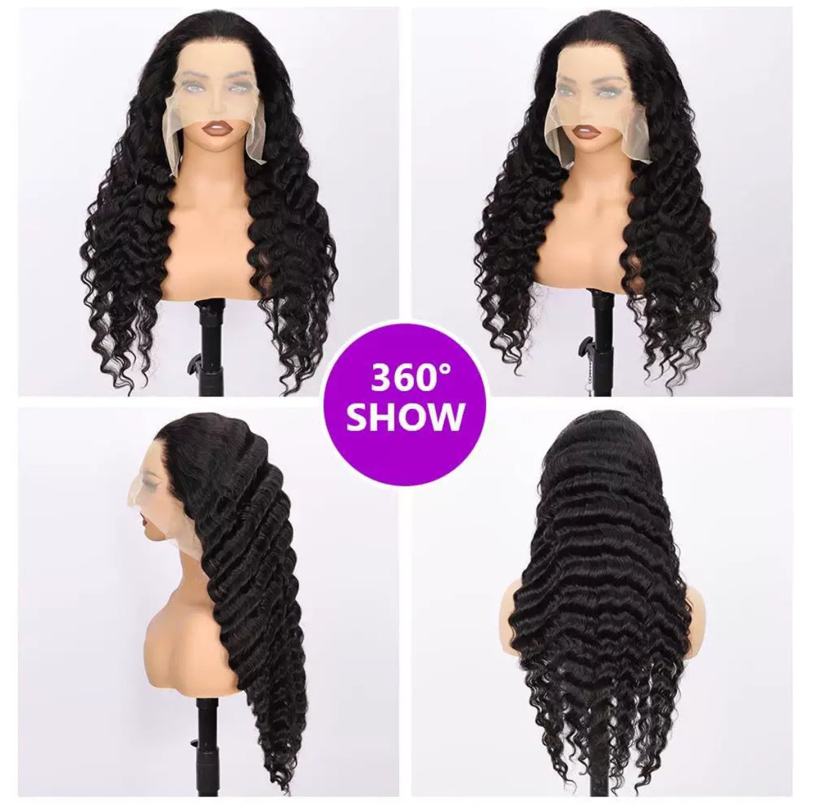 Perruque Lace Front 13x4 – Deep Wave Noir Naturel | 100% Cheveux Humains