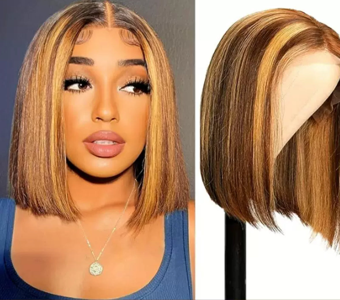 Perruque Bob 13x4 Lace Front – Piano Color 4/27 | Cheveux Humains Lisses – ShaiHair
