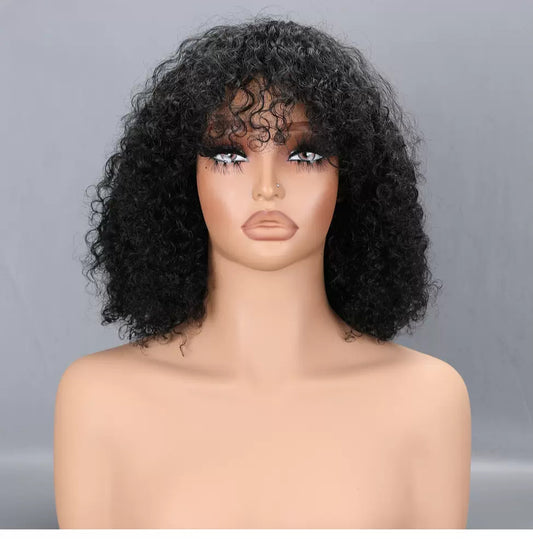 Rose Curly Bob – Human Hair Wig with Bangs