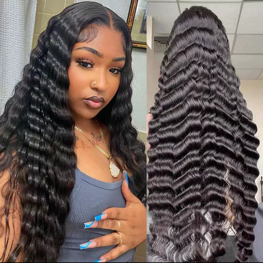 Perruque Lace Front 13x4 – Deep Wave Noir Naturel | 100% Cheveux Humains