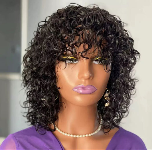 Perruque Bouclée Courte – Water Wave avec Frange -Shaihair