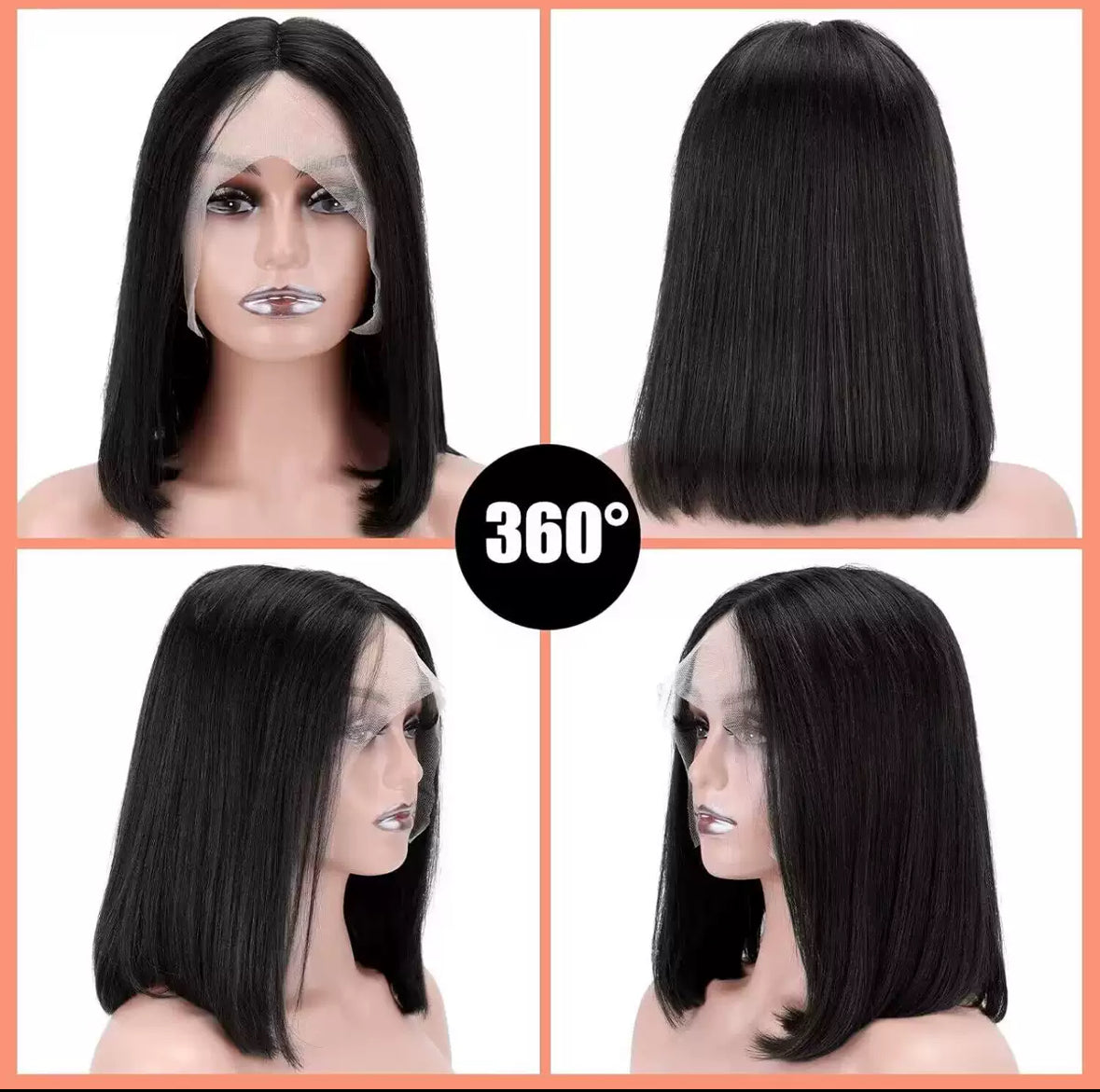 Perruque Bob Lisse 13x4 en Cheveux Humains – Lace Front Naturelle & Baby Hair