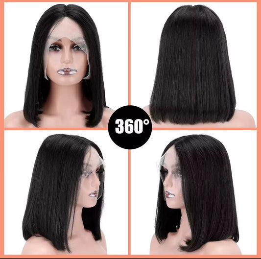 Perruque Bob Lisse 13x4 en Cheveux Humains – Lace Front Naturelle & Baby Hair