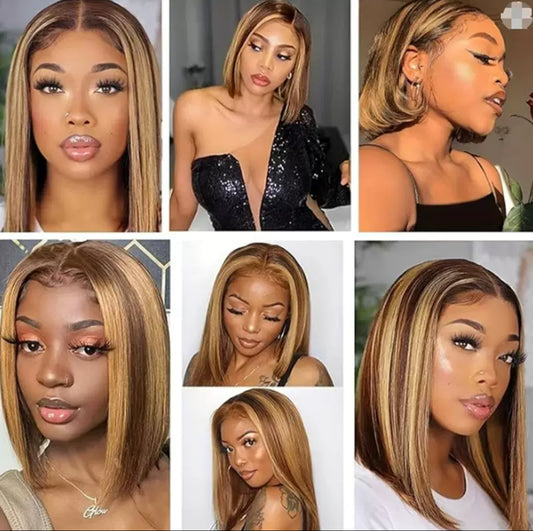 Perruque Bob 13x4 Lace Front – Piano Color 4/27 | Cheveux Humains Lisses – ShaiHair