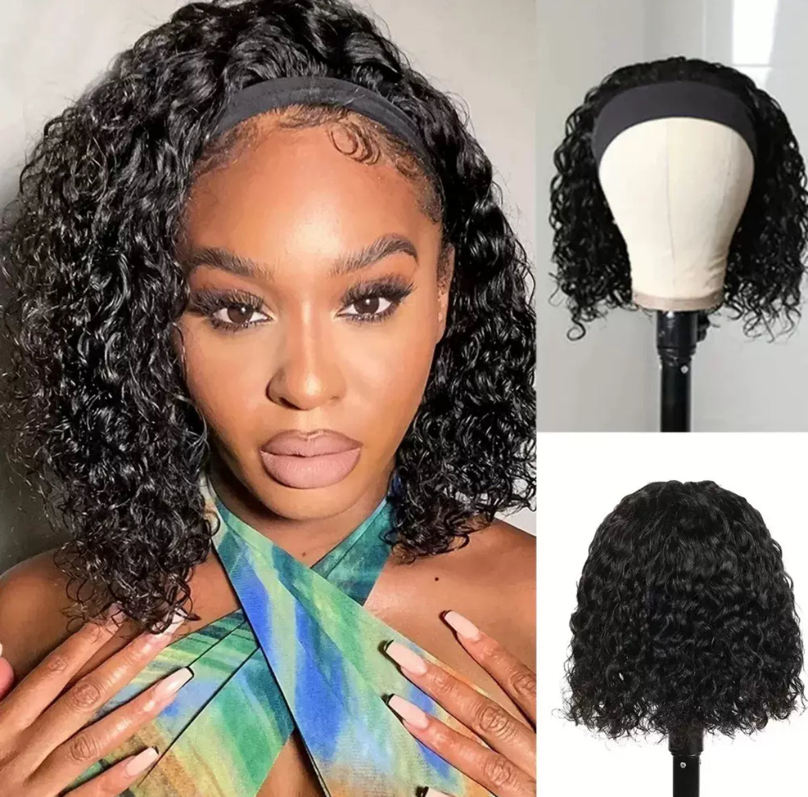 Perruque Headband Curly – 100% Cheveux Naturels Remy – Sans Colle