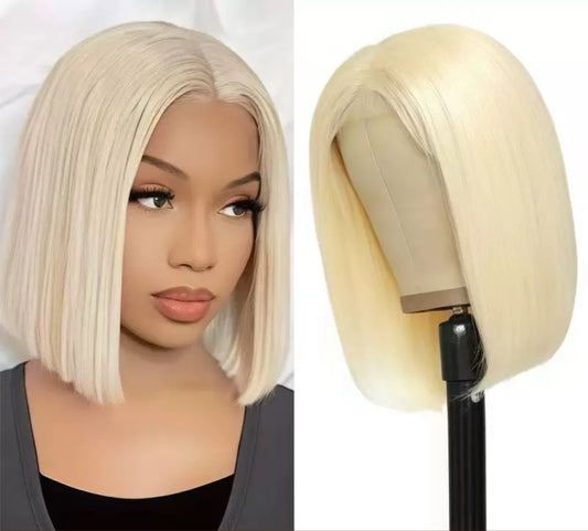Perruque Bob 613 – Lace Front 13x4 – Carré Platine Raide | 100 % Cheveux Humains ShaiHair