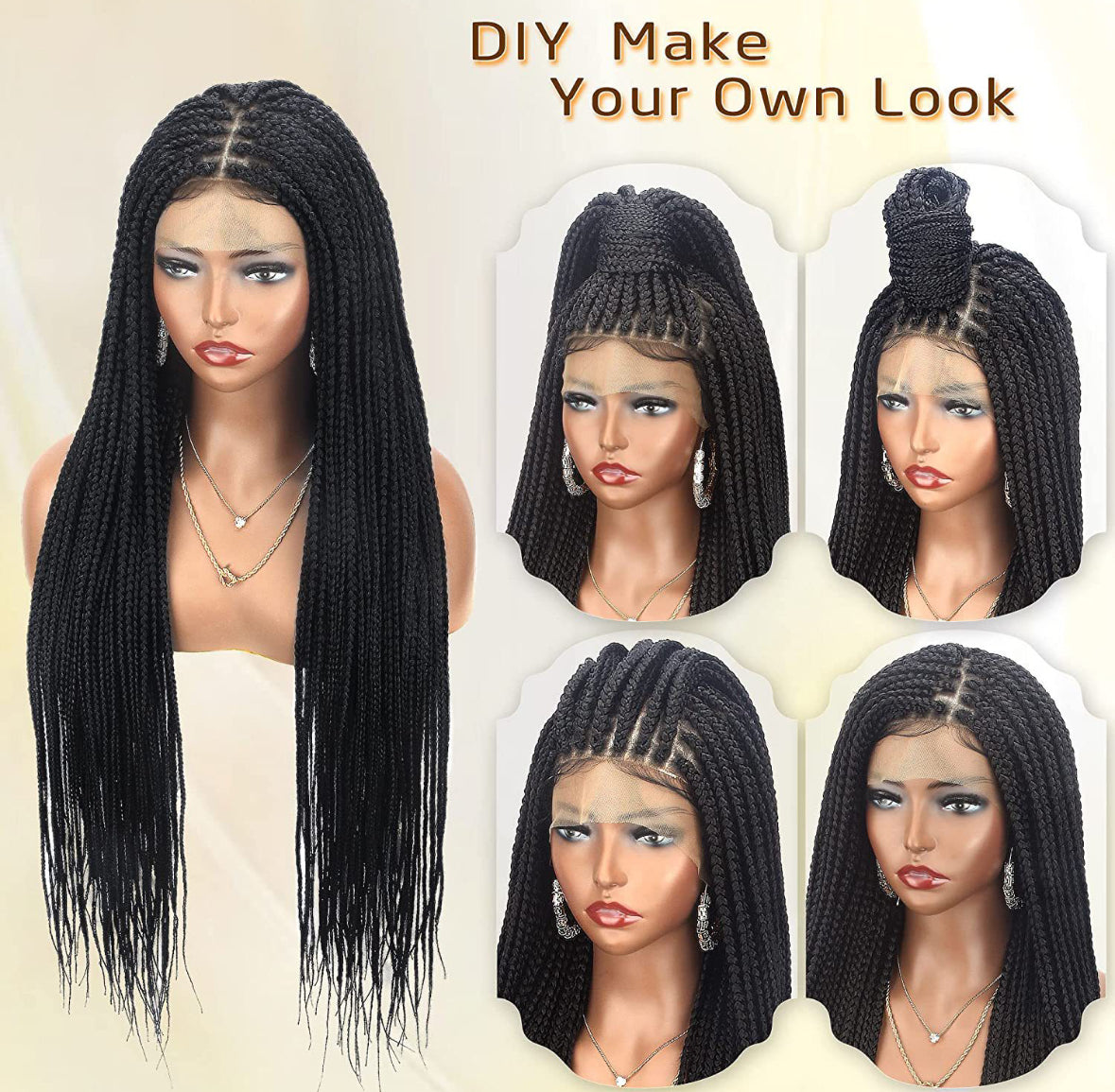 Perruque Full Lace Knotless Box Braids – Tresses naturelles sans nœud