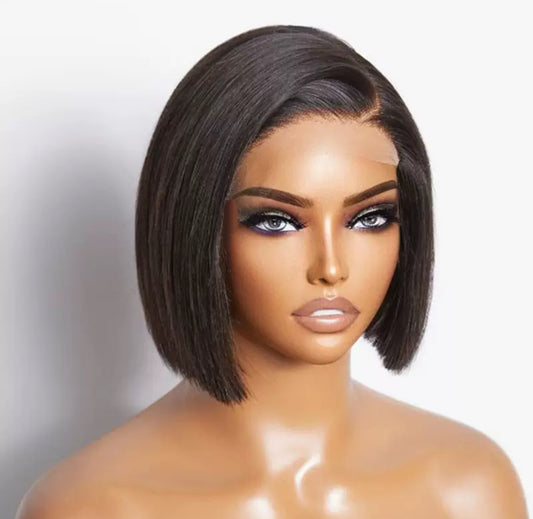Perruque Bob Lace Closure 4x4 – 100% Cheveux Humains Naturels – Carré Lisse