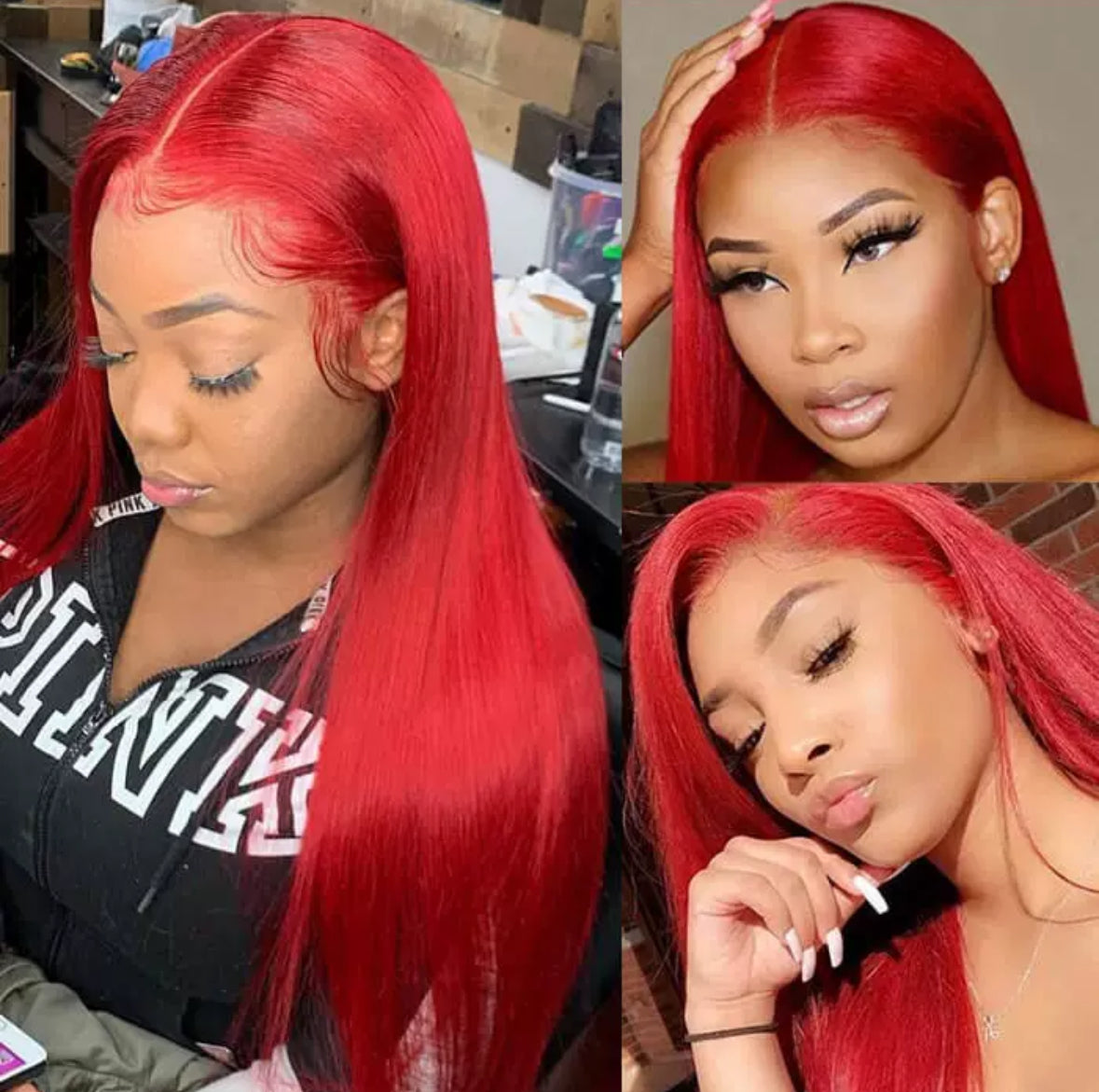 Red Straight 13x4 Lace Front Wig – Human Hair