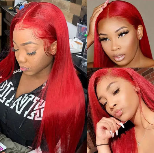 Red Straight 13x4 Lace Front Wig – Human Hair
