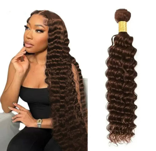 Perruque Tissage Deep Wave – Couleur Chocolat #4 – 100% Cheveux Humains Naturels