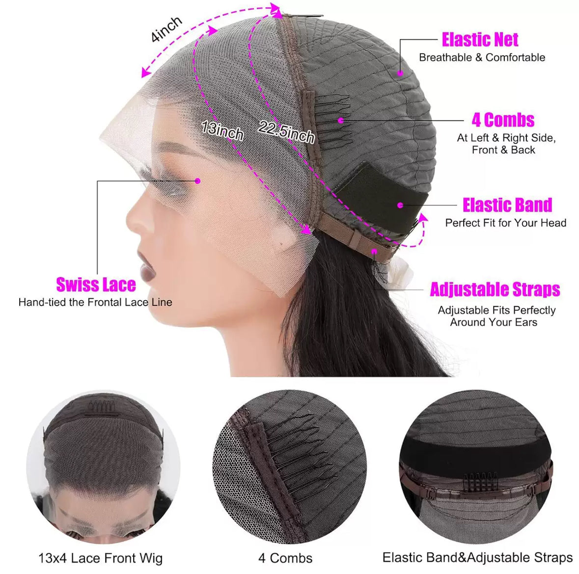 Perruque Bob Lisse 13x4 en Cheveux Humains – Lace Front Naturelle & Baby Hair