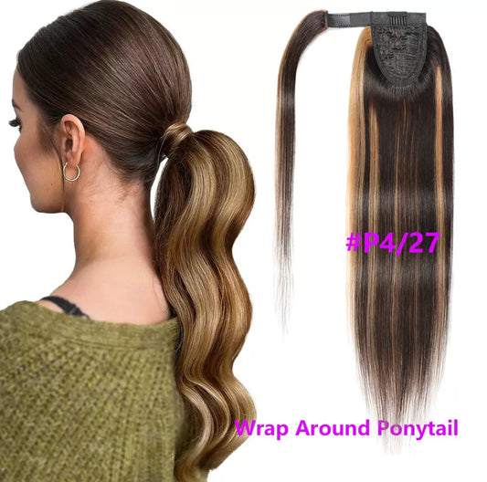 Wrap Ponytail – Couleur P4/27 – 100% Cheveux Humains