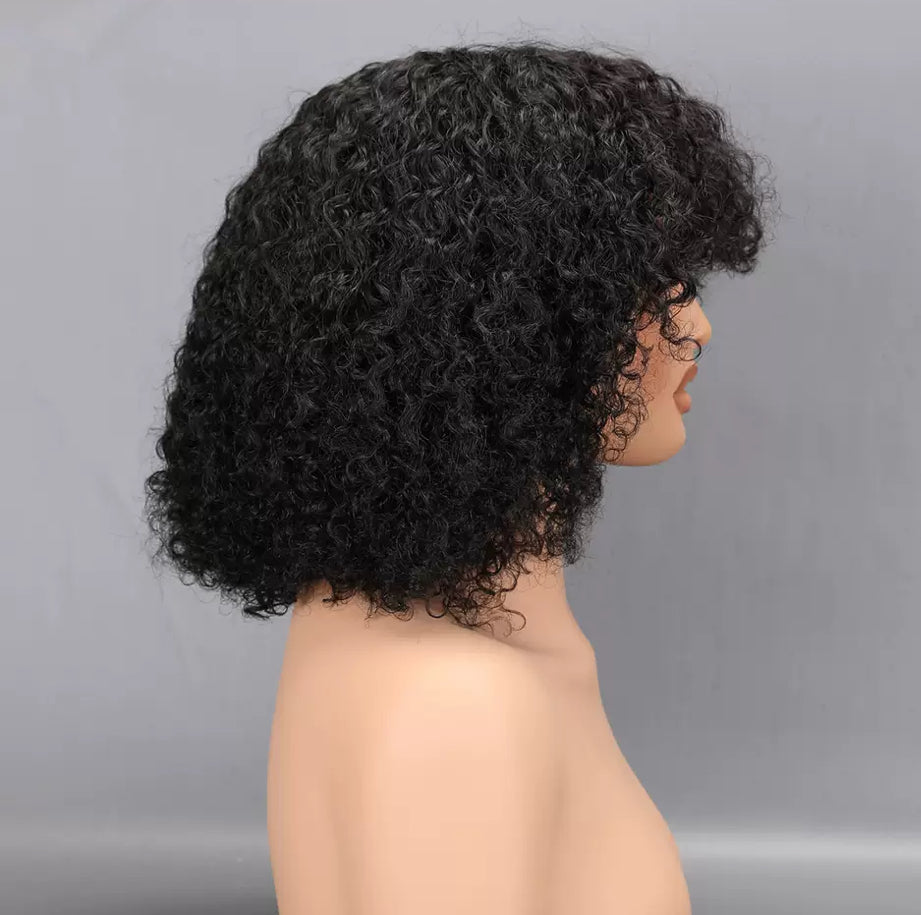 Rose Curly Bob – Human Hair Wig with Bangs