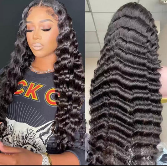 Perruque Lace Front 13x4 – Deep Wave Noir Naturel | 100% Cheveux Humains
