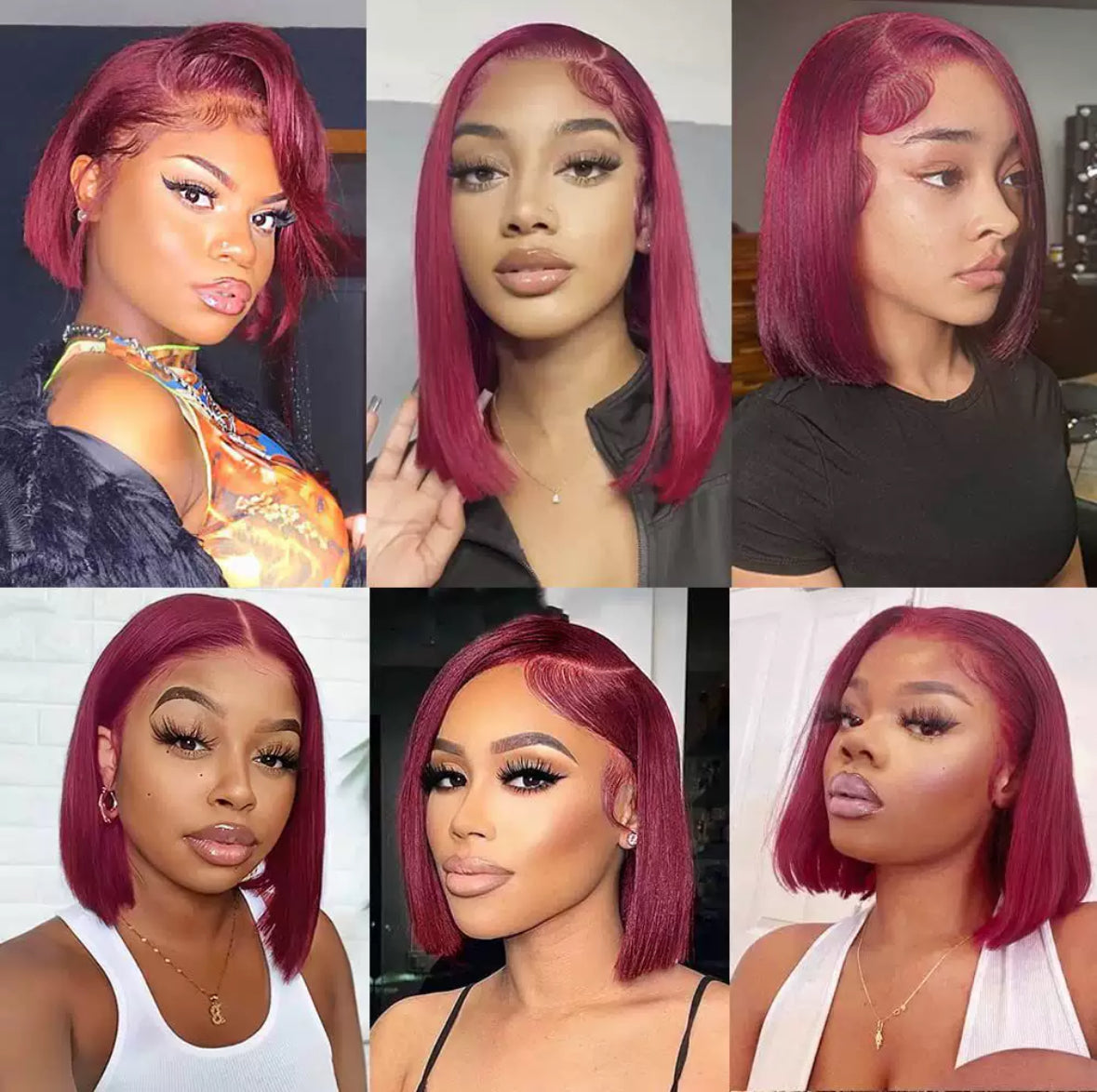 Perruque Bob Droite 13x4 – Couleur 99J Burgundy | Lace Front Wig 100% Cheveux Humains
