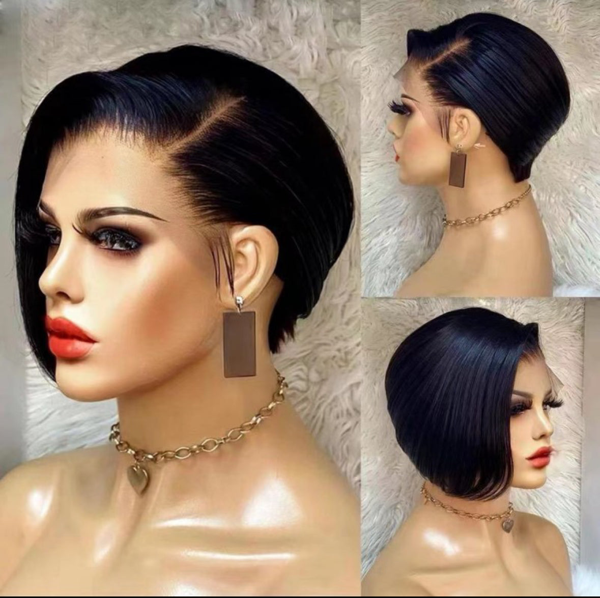 Perruque Bob Lisse 13x4 – 100% Cheveux Naturels Brésiliens – Frontal Lace