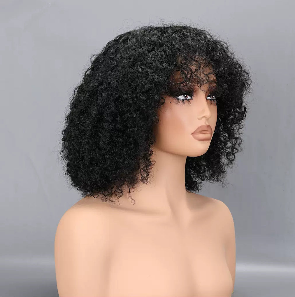 Rose Curly Bob – Human Hair Wig with Bangs