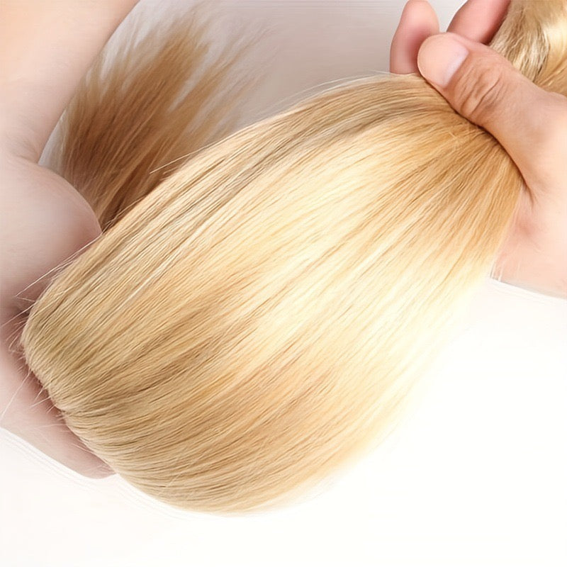 ShaiHair™ Extensions Lisses à Clip 613 Blond Platine – 100% Cheveux Humains