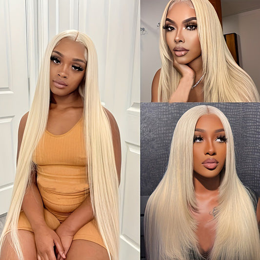 ShaiHair™ Extensions Lisses à Clip 613 Blond Platine – 100% Cheveux Humains