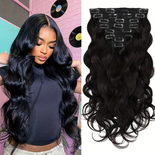 ShaiHair™ – Body Wave Clip-in Extensions 100% Cheveux Naturels – 8 Pièces