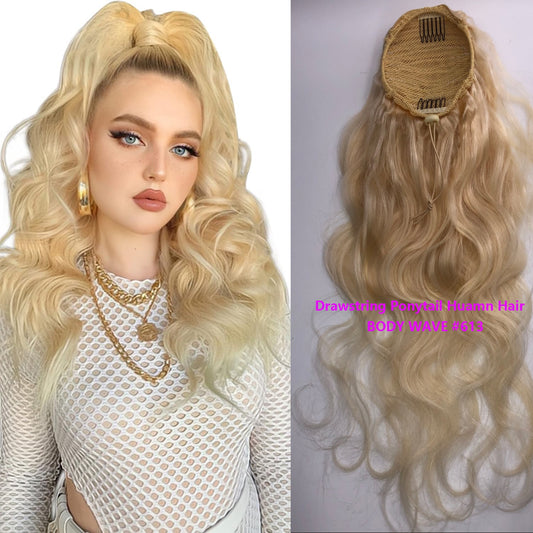 Ponytail Cheveux Naturels Blond #613 – Extension à Cordon Body Wave | ShaiHair