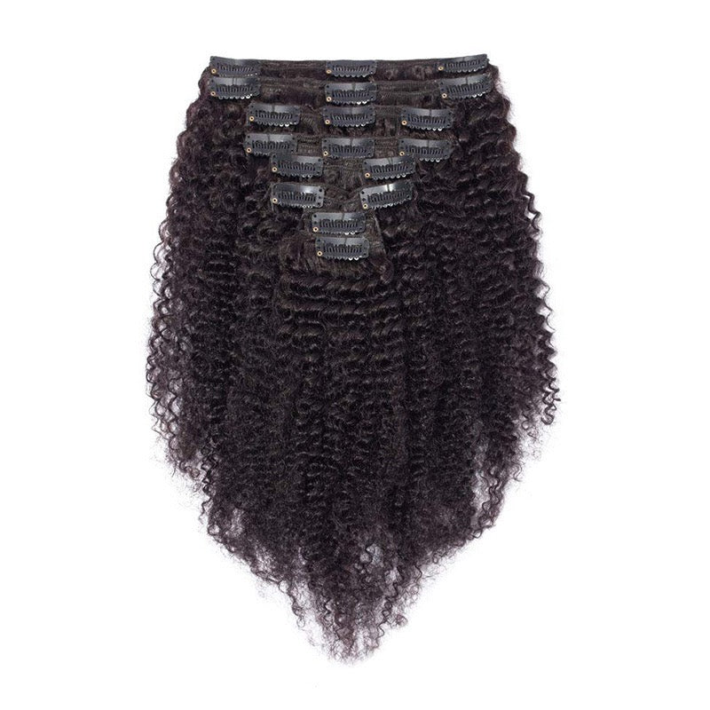 Extensions Afro à Clips – 100% Cheveux Humains Naturels – 8 Set