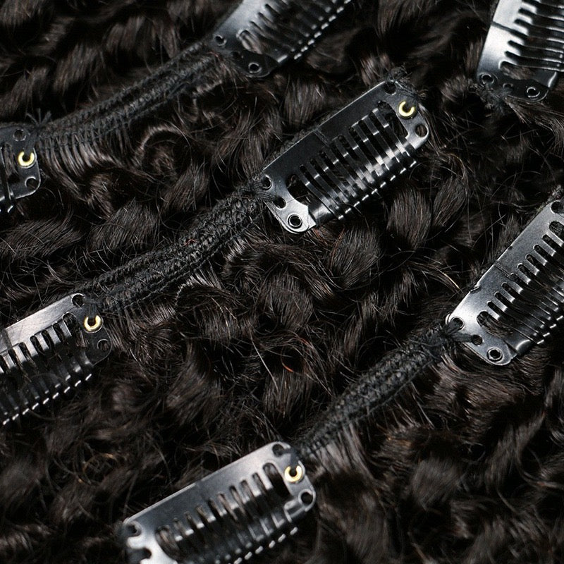 Extensions Afro à Clips – 100% Cheveux Humains Naturels – 8 Set